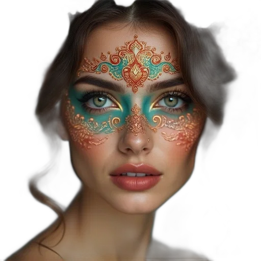 mask, jewelry, face, crown, photorealistic, fantasy art, concept art, watercolor transparent PNG cut-out