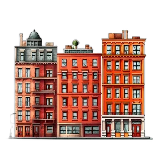 building, furniture, concept art, photorealistic, 3d render, watercolor, city street, red transparent PNG cut-out