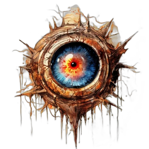 mask, concept art, fantasy art, art, piece, features, eye, fiery transparent PNG cut-out