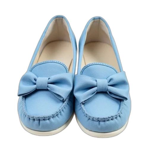 shoes, blue, pastel, pair, white, slip-on, bow, detail transparent PNG cut-out