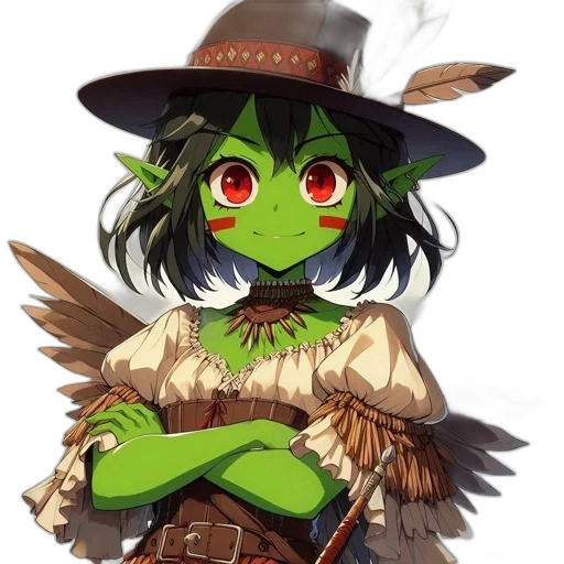 hat, staff, mask, dragon, fantasy art, concept art, pixel art, anime transparent PNG cut-out
