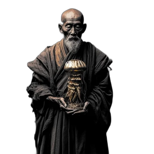 staff, mask, face, concept art, comic book art, fantasy art, photorealistic, elderly transparent PNG cut-out