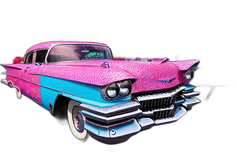 car, 3d render, photorealistic, vaporwave transparent PNG cut-out