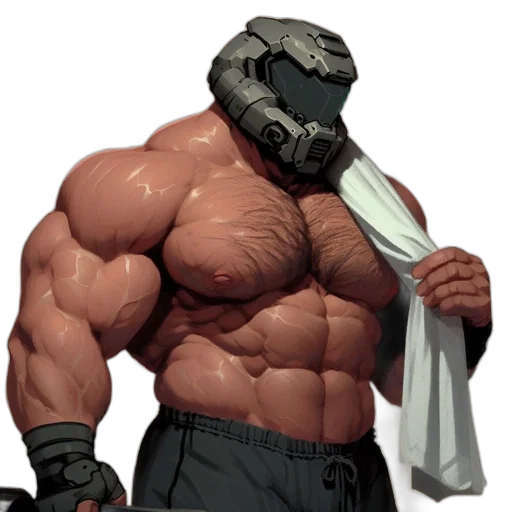 concept art, comic book art, pixel art, fantasy art, robust, male, figure, shirtless transparent PNG cut-out