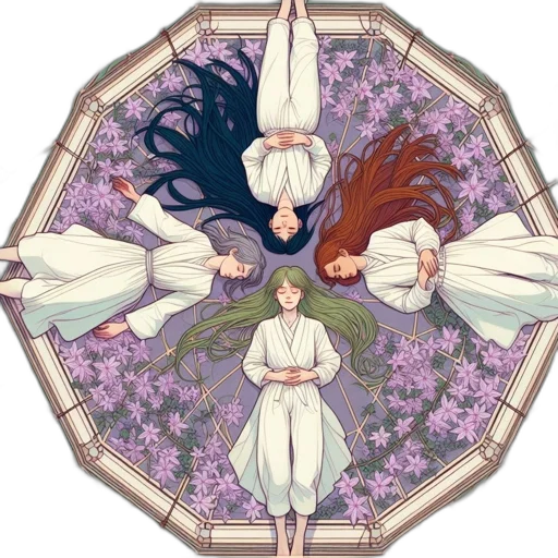 flower, anime, pixel art, concept art, fantasy art, outer space, pastel, four transparent PNG cut-out