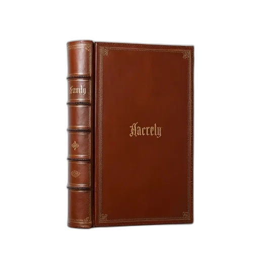 jewelry, brown, leather-bound, book, gold, lettering, spine, displayed transparent PNG cut-out