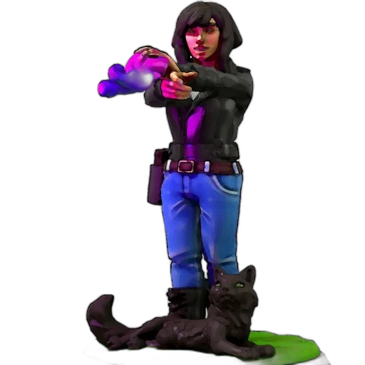 staff, weapon, jacket, animal, concept art, 3d render, fantasy art, pixel art transparent PNG cut-out