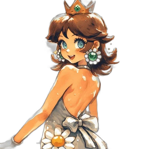 crown, dress, jewelry, flower, pixel art, concept art, watercolor, fantasy art transparent PNG cut-out