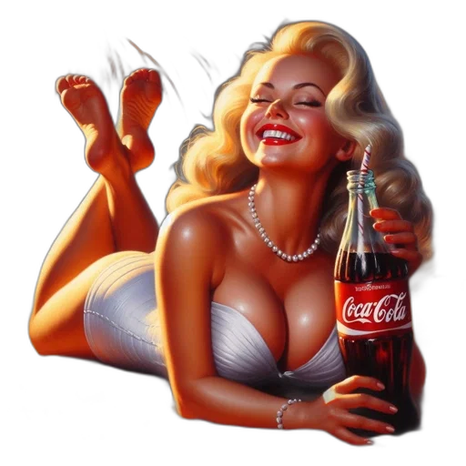 bottle, photorealistic, oil painting, comic book art, cartoon, neon lights, blonde, woman transparent PNG cut-out