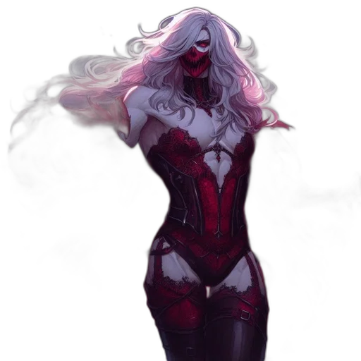 mask, dress, creature, concept art, comic book art, fantasy art, cyberpunk, dark transparent PNG cut-out