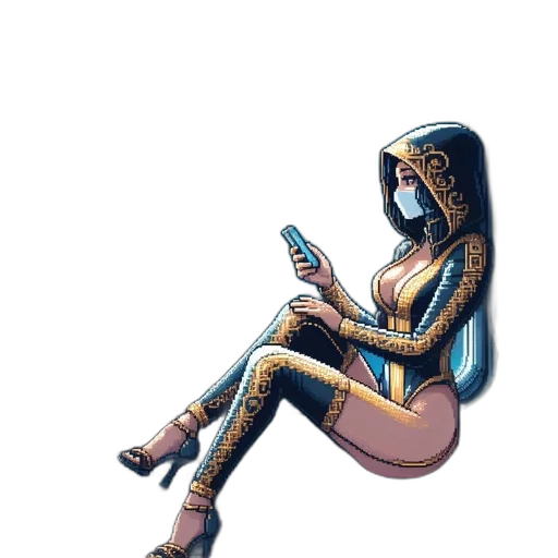robot, dress, jewelry, mask, cyberpunk, comic book art, concept art, fantasy art transparent PNG cut-out