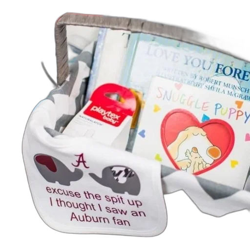 baby, gift, basket, items, like, bib, says, excuse transparent PNG cut-out