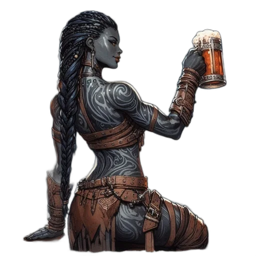 dragon, fantasy art, concept art, comic book art, pixel art, woman, tattoos, mug transparent PNG cut-out