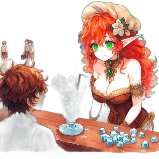 jewelry, crown, concept art, fantasy art, anime, watercolor, fire, underwater transparent PNG cut-out