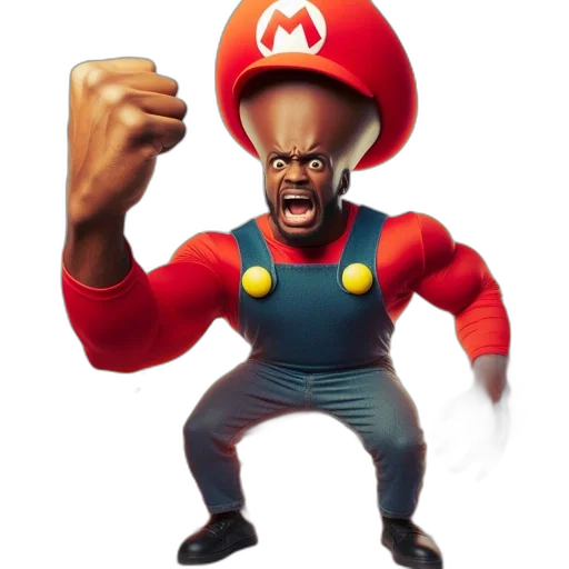 animal, hat, weapon, creature, concept art, 3d render, pixel art, mario transparent PNG cut-out