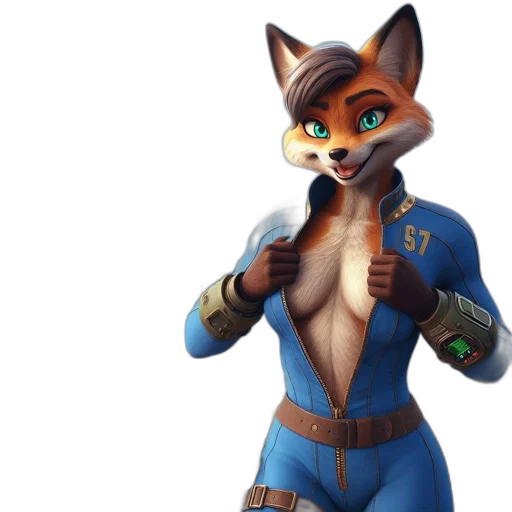 staff, jacket, concept art, fantasy art, 3d render, pixel art, blue, fox transparent PNG cut-out
