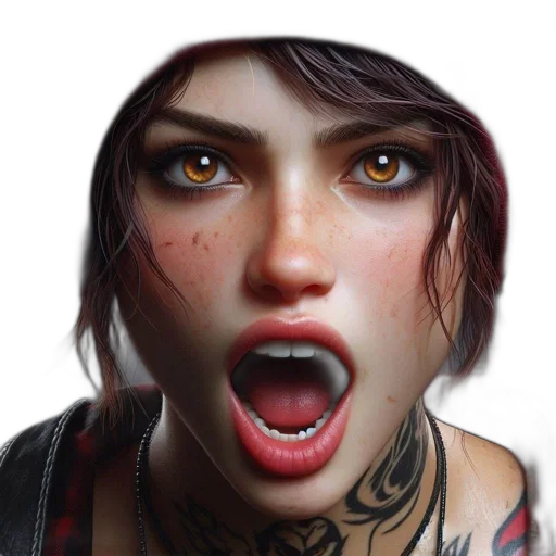 face, photorealistic, concept art, fantasy art, cyberpunk, young, woman, amber transparent PNG cut-out