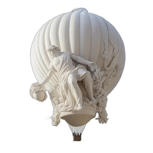 dragon, 3d render, classical-attired, figure, atop, hot, air, balloon transparent PNG cut-out
