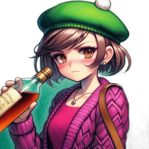 hat, bottle, staff, weapon, pixel art, anime, concept art, fantasy art transparent PNG cut-out