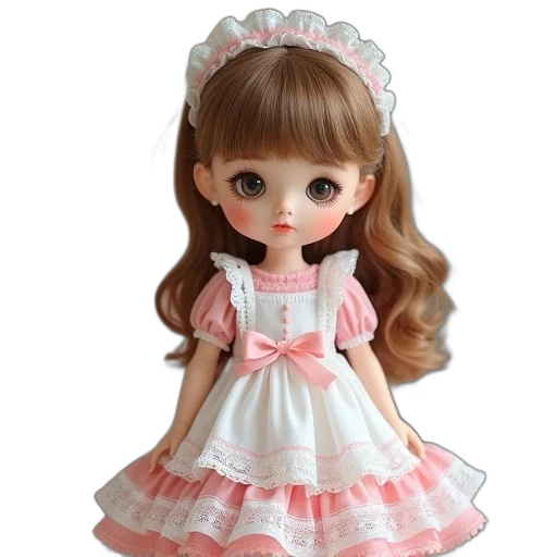 dress, 3d render, photorealistic, japanese, lolita, doll, fashion, girl transparent PNG cut-out