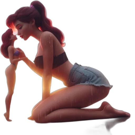 concept art, 3d render, fantasy art, comic book art, neon lights, fire, underwater, sunset transparent PNG cut-out