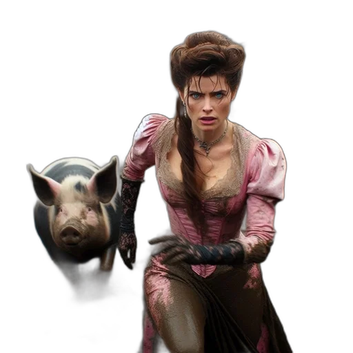 animal, concept art, photorealistic, fantasy art, comic book art, woman, vintage, pink transparent PNG cut-out