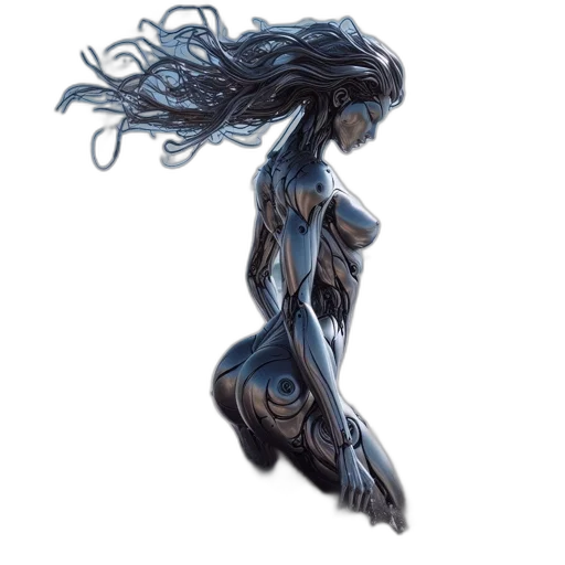 hair, creature, dress, robot, concept art, fantasy art, comic book art, pixel art transparent PNG cut-out