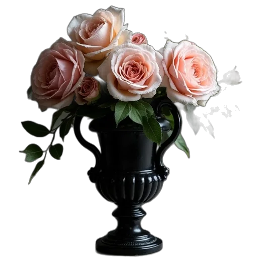 flower, crown, jewelry, staff, photorealistic, 3d render, monochrome, dark transparent PNG cut-out