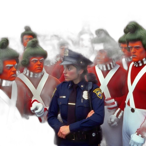 staff, concept art, fire, group, oompa, loompa-costumed, people, including transparent PNG cut-out