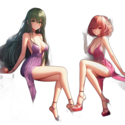 dress, concept art, fantasy art, anime, 3d render, pastel, green, colorful transparent PNG cut-out