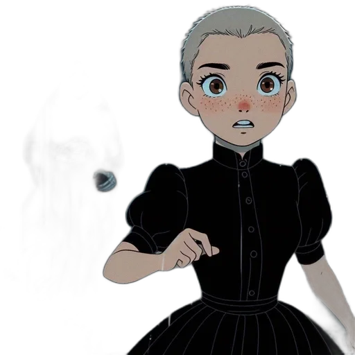 dress, staff, creature, face, anime, cartoon, concept art, 3d render transparent PNG cut-out