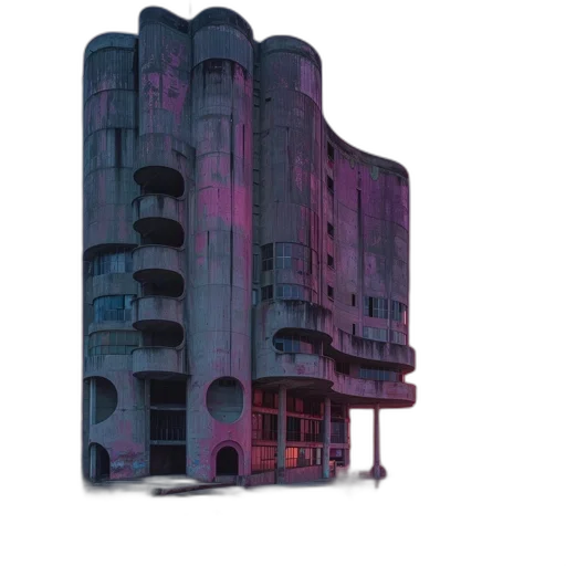building, robot, furniture, 3d render, vaporwave, concept art, cyberpunk, outer space transparent PNG cut-out