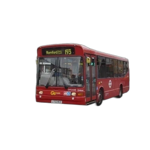 photorealistic, 3d render, red, bus, number, 193, driving, down transparent PNG cut-out