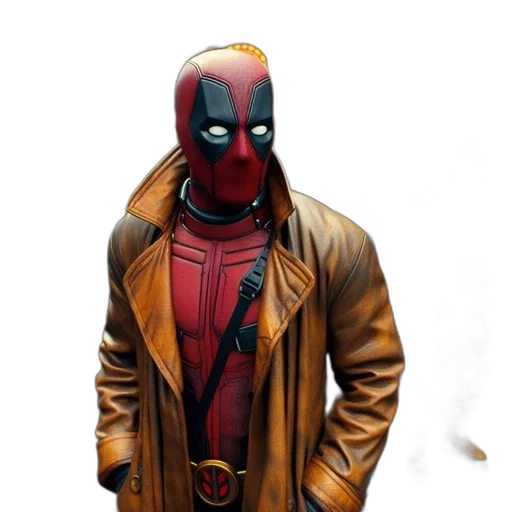 jacket, mask, comic book art, concept art, photorealistic, 3d render, red, deadpool transparent PNG cut-out