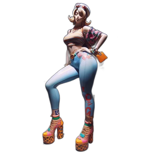 shoes, concept art, 3d render, cyberpunk, pixel art, lifelike, female, mannequin transparent PNG cut-out