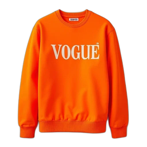 jacket, neon, bright, orange, sweatshirt, vogue, logo, front transparent PNG cut-out