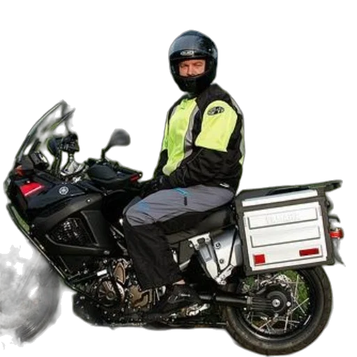 jacket, staff, photorealistic, person, wearing, helmet, high-visibility, sits transparent PNG cut-out