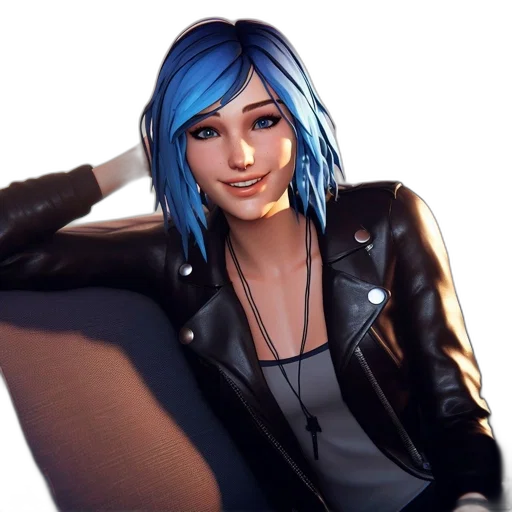 jacket, face, concept art, photorealistic, cyberpunk, cartoon, neon lights, blue transparent PNG cut-out