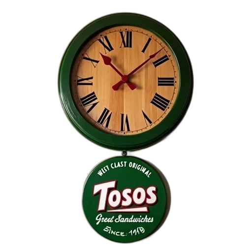 clock, wooden, face, green, border, mounted, wall, has transparent PNG cut-out