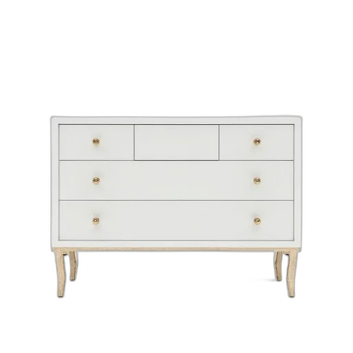 furniture, 3d render, golden, white, dresser, gold, accents, drawer transparent PNG cut-out