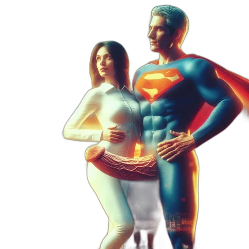 comic book art, concept art, 3d render, two, animated, characters, woman, white transparent PNG cut-out