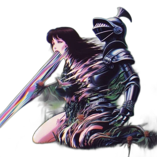sword, robot, weapon, creature, vaporwave, cyberpunk, fantasy art, concept art transparent PNG cut-out