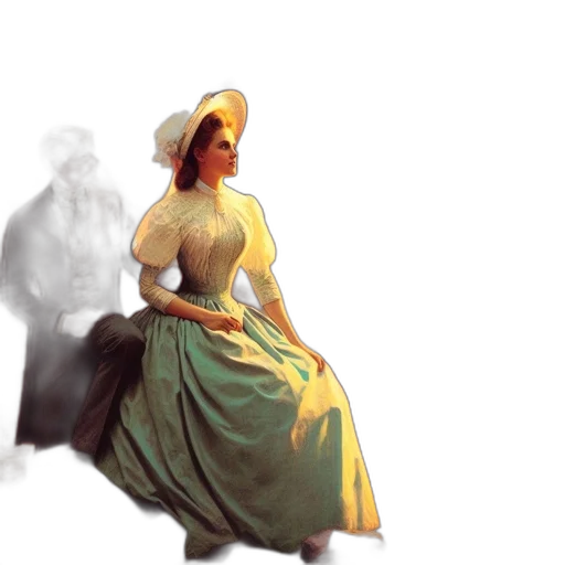 dress, hat, staff, concept art, photorealistic, oil painting, 3d render, fire transparent PNG cut-out