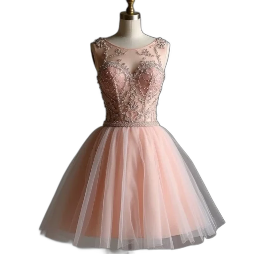 dress, 3d render, pastel, line, princess, scoop, neck, short transparent PNG cut-out