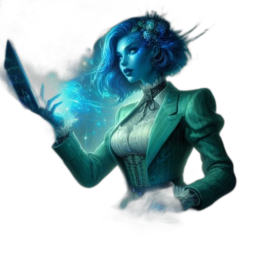 staff, fantasy art, concept art, comic book art, cyberpunk, blue, green, dark transparent PNG cut-out