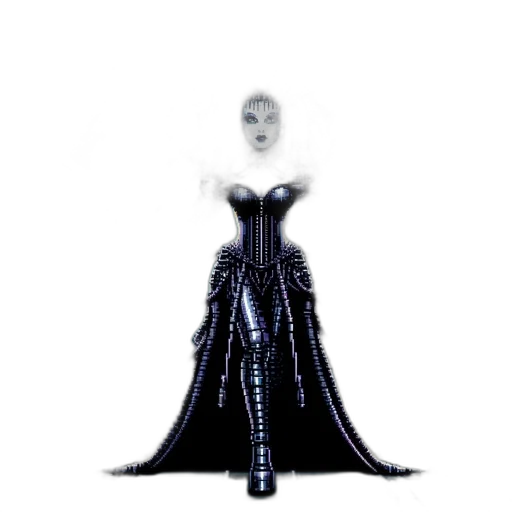 dress, robot, crown, jewelry, concept art, pixel art, fantasy art, 3d render transparent PNG cut-out