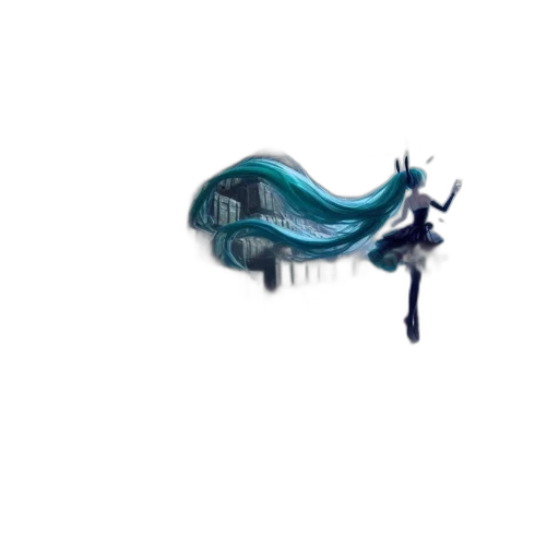 umbrella, staff, robot, hair, concept art, pixel art, 3d render, vaporwave transparent PNG cut-out