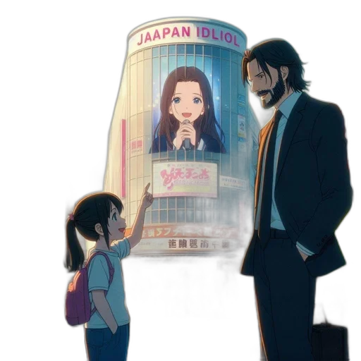 jacket, robot, concept art, anime, cartoon, comic book art, city street, rain transparent PNG cut-out
