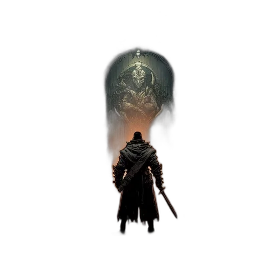 sword, mask, creature, weapon, concept art, fantasy art, pixel art, comic book art transparent PNG cut-out