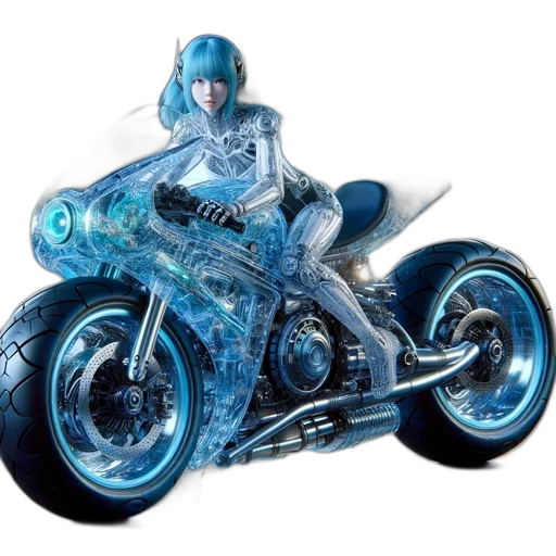 car, robot, concept art, 3d render, photorealistic, fantasy art, blue, woman transparent PNG cut-out